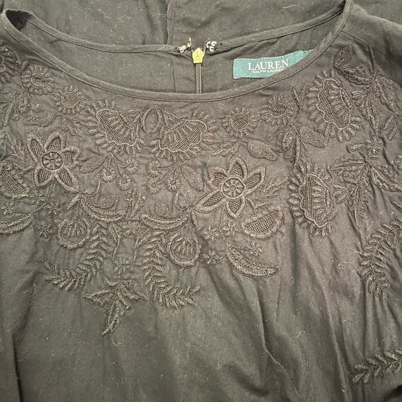 Lauren by Ralph Lauren black embroidered dress midi size 6 - Picture 3 of 8